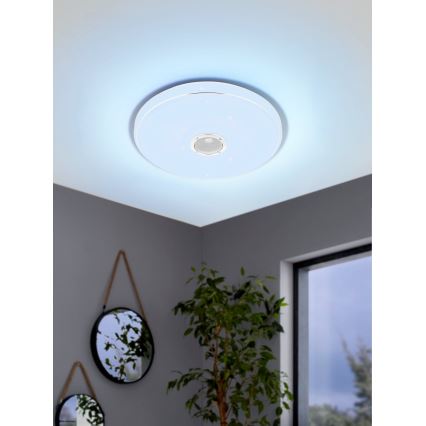 Eglo - LED RGBW Dimmable bathroom ceiling light with a speaker LED/19W/230V 3000-6500K IP44 d. 39 cm white + remote control