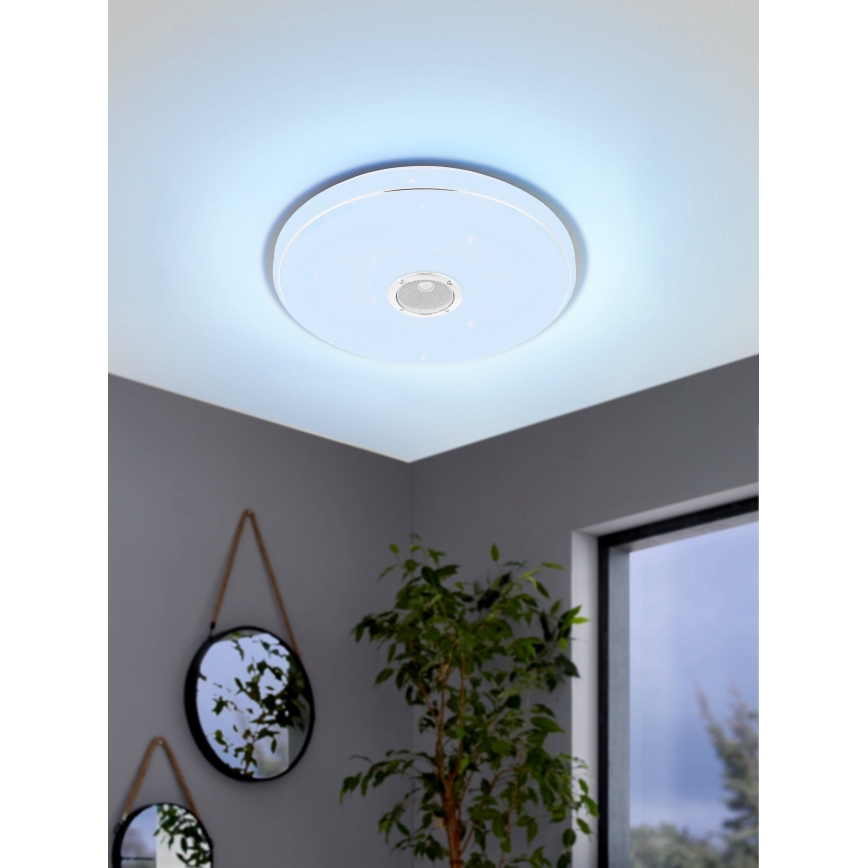 Eglo - LED RGBW Dimmable bathroom ceiling light with a speaker LED/19W/230V 3000-6500K IP44 d. 39 cm white + remote control