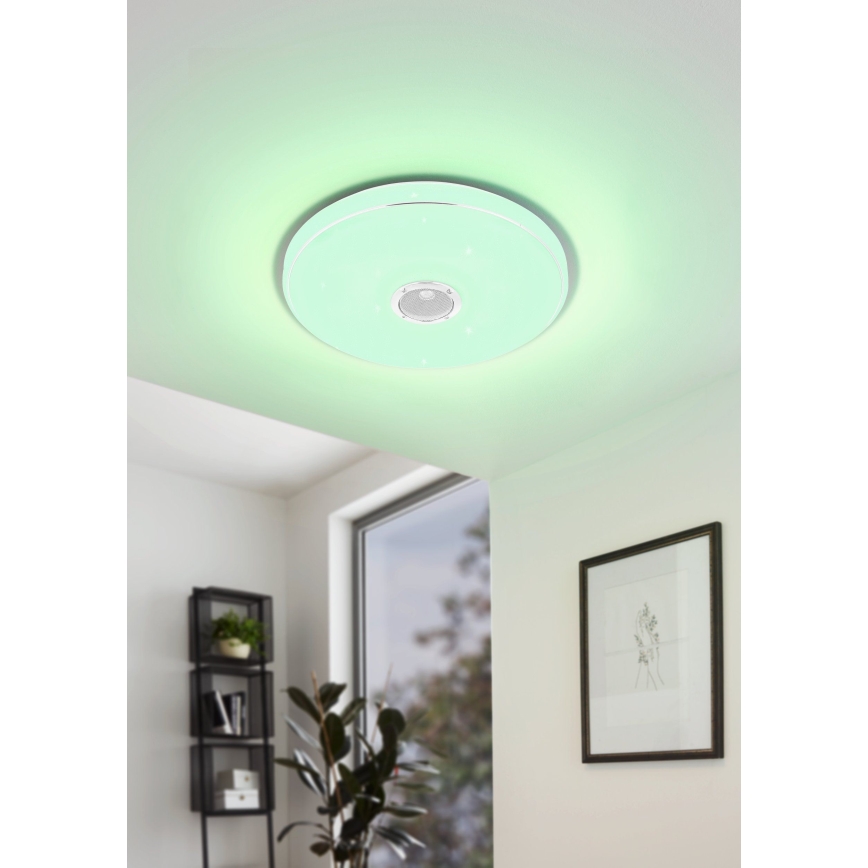Eglo - LED RGBW Dimmable bathroom ceiling light with a speaker LED/19W/230V 3000-6500K IP44 d. 39 cm white + remote control