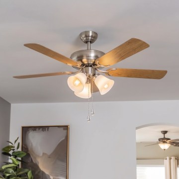 Eglo 35077 - LAS PALMAS ceiling fan 3xE27/40W/230V, matte chrome/brown
