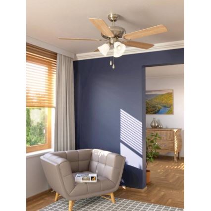 Eglo 35077 - LAS PALMAS ceiling fan 3xE27/40W/230V, matte chrome/brown