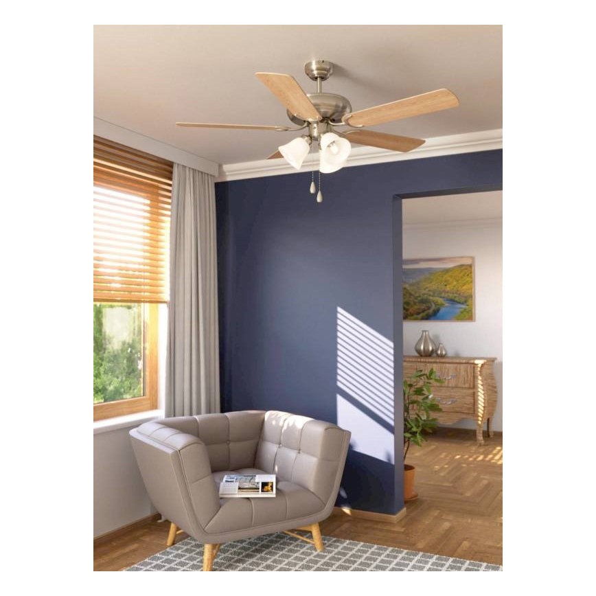 Eglo 35077 - LAS PALMAS ceiling fan 3xE27/40W/230V, matte chrome/brown