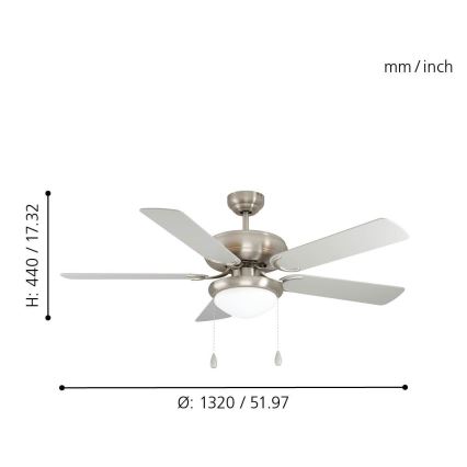 Eglo 35078 - BALLINA Ceiling Fan, 2xE27/40W/230V