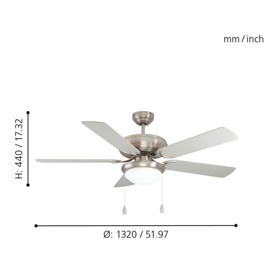 Eglo 35078 - BALLINA Ceiling Fan, 2xE27/40W/230V