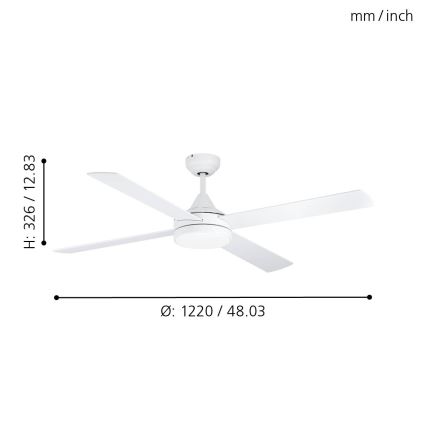 Eglo - LED Ceiling fan LED/20W/230V 3000/4000/5000K + remote control white
