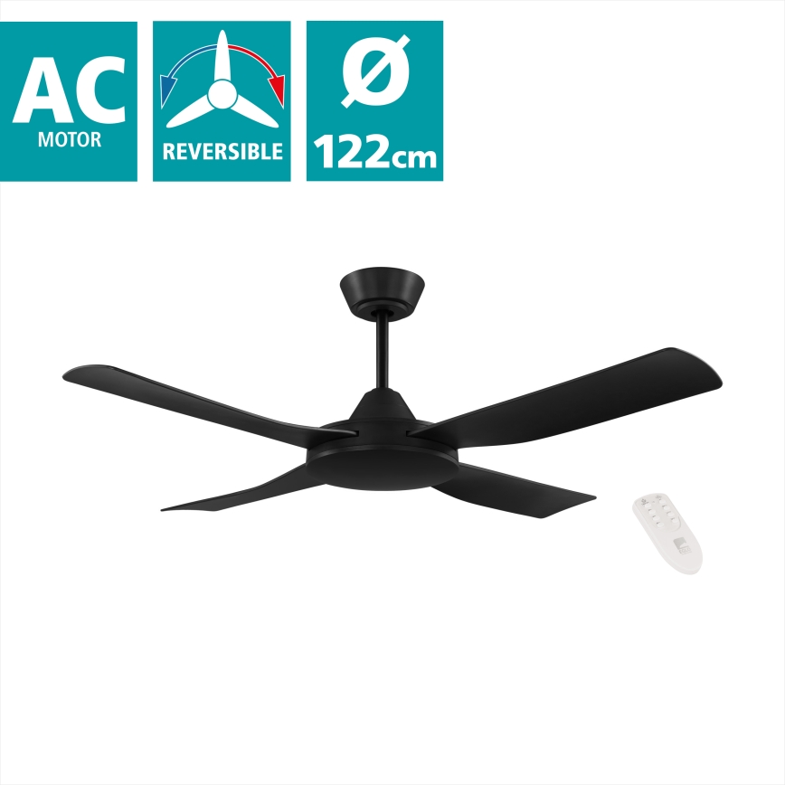 Eglo - Ceiling fan 52W/230V black + remote control