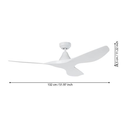 Eglo - Ceiling fan Ø 132 cm white + remote control