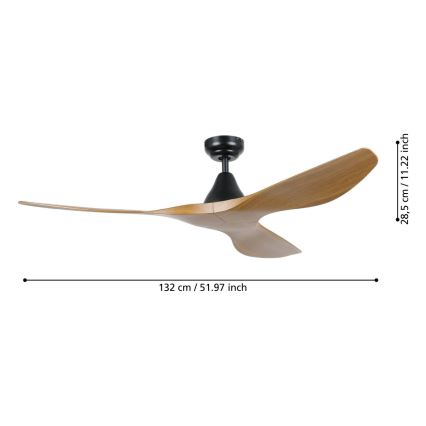 Eglo - 132 cm Ceiling Fan, Brown, with Remote Control
