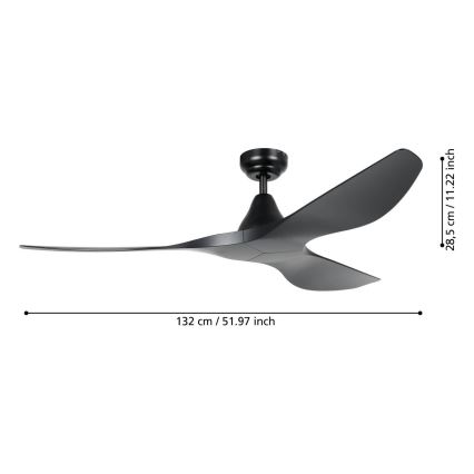 Eglo - Ceiling fan Ø 132 cm black + remote control