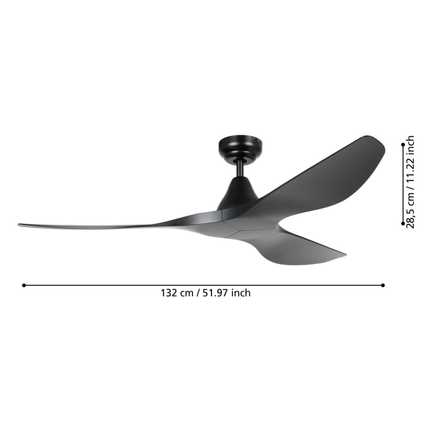 Eglo - Ceiling fan Ø 132 cm black + remote control