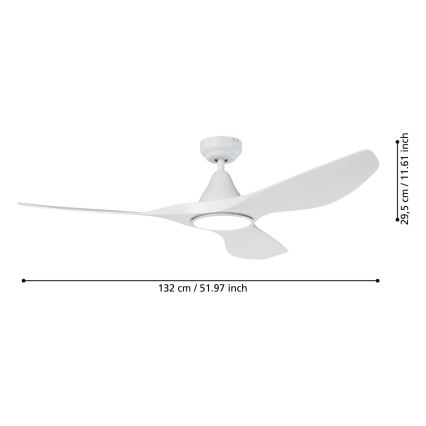 Eglo - LED Ceiling Fan LED/19W/230V Ø 132 cm White + Remote Control