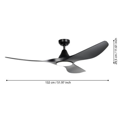 Eglo - LED Ceiling Fan LED/20W/230V 3000/4000/5000K dia. 132 cm black + remote control