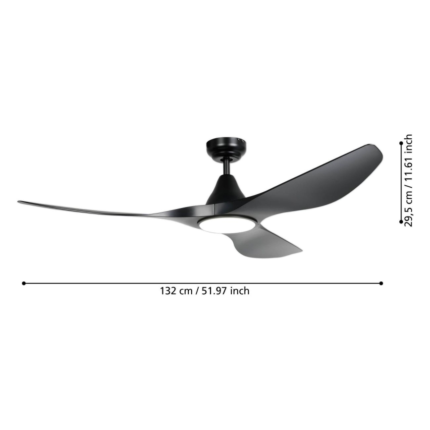 Eglo - LED Ceiling Fan LED/20W/230V 3000/4000/5000K dia. 132 cm black + remote control