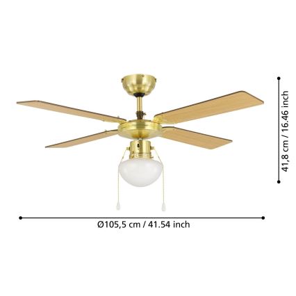 Eglo - Ceiling fan 1xE27/60W/230V gold