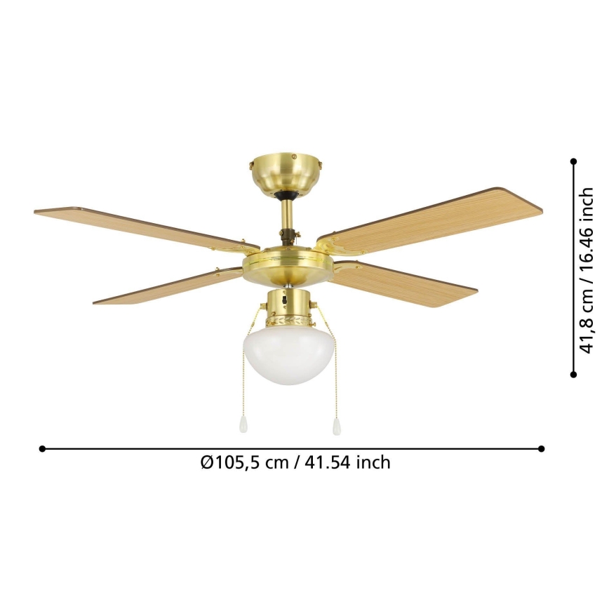 Eglo - Ceiling fan 1xE27/60W/230V gold