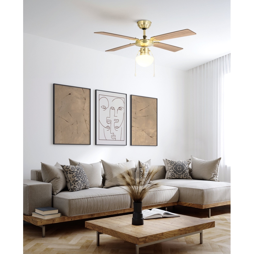 Eglo - Ceiling fan 1xE27/60W/230V gold