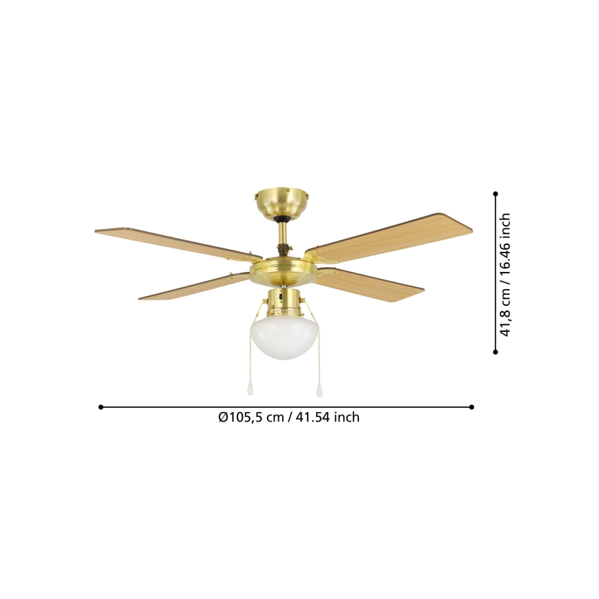Eglo - Ceiling fan 1xE27/60W/230V gold