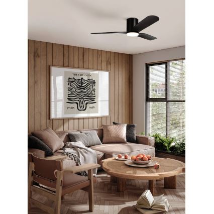 Eglo - Dimmable LED Ceiling Fan, 17 W / 230 V, Adjustable 3000/4000/5000 K, Ø 132 cm, Black + Remote Control