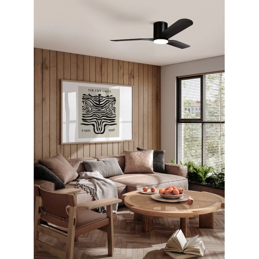 Eglo - Dimmable LED Ceiling Fan, 17 W / 230 V, Adjustable 3000/4000/5000 K, Ø 132 cm, Black + Remote Control