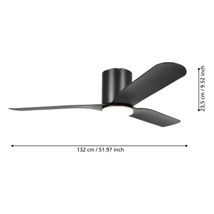 Eglo - LED Dimmable Ceiling Fan LED/17W/230V Ø 132 cm Black + Remote Control