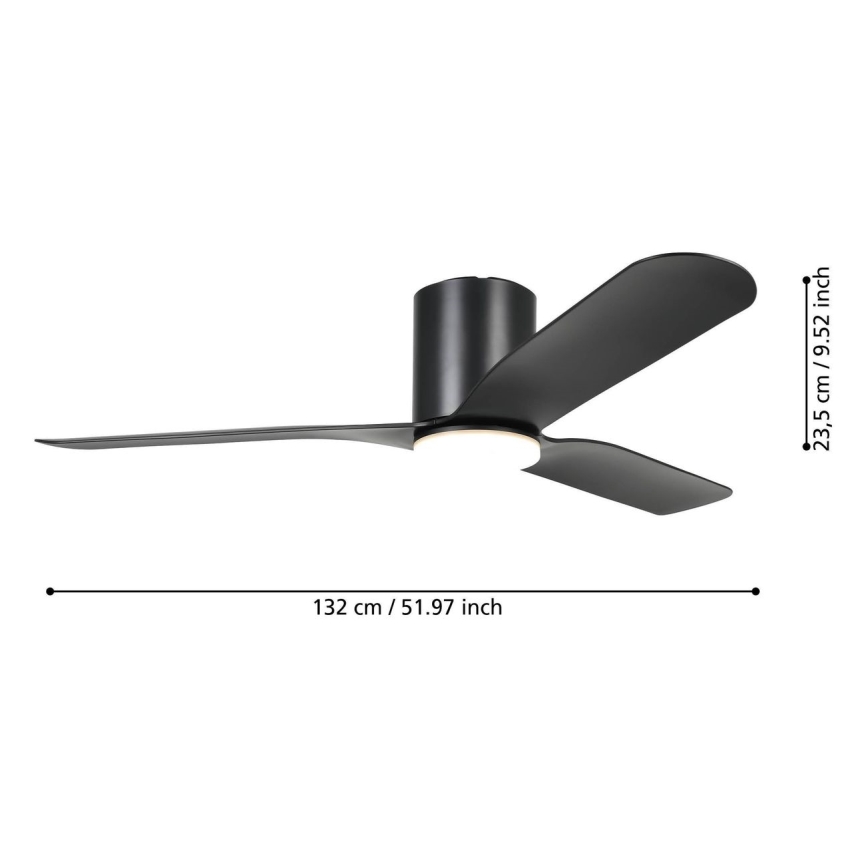 Eglo - LED Dimmable Ceiling Fan LED/17W/230V Ø 132 cm Black + Remote Control