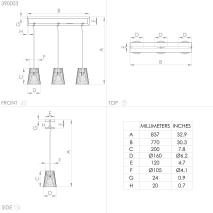 Eglo - Chandelier on a string 3xE27/40W/230V black