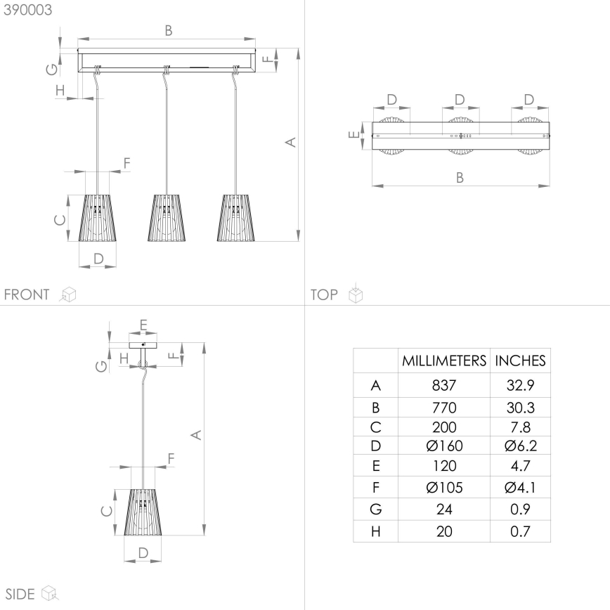 Eglo - Chandelier on a string 3xE27/40W/230V black