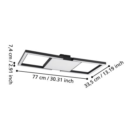 Eglo - LED Dimmable ceiling light LED/26,2W/230V 2700-6500K black + remote control