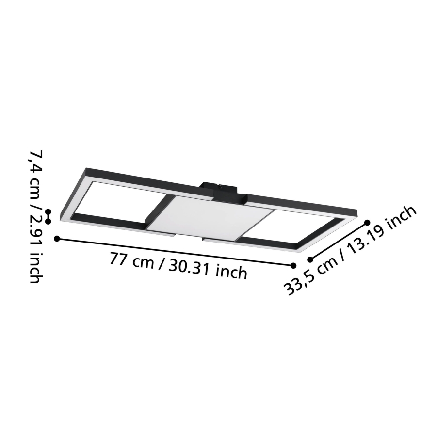 Eglo - LED Dimmable ceiling light LED/26,2W/230V 2700-6500K black + remote control