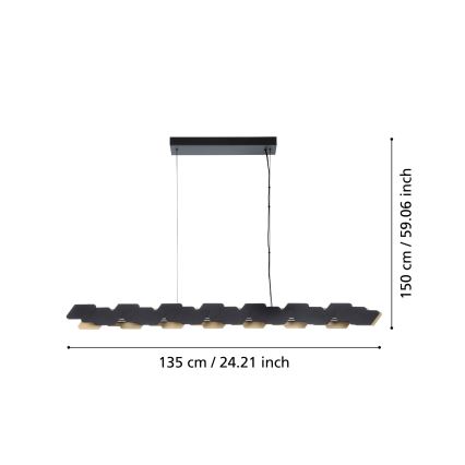 Eglo - LED Dimmable chandelier on a string LED/44W/230V 3000K black/gold