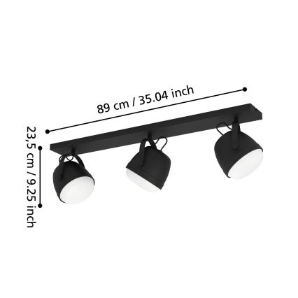 Eglo - Spotlight 3xE27/28W/230V black