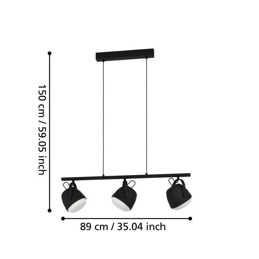 Eglo - Chandelier on a string 3xE27/28W/230V black