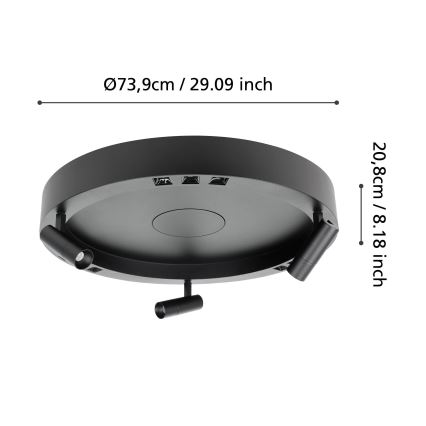 Eglo - LED Dimmable ceiling light 3xLED/8W/230V + 3xLED/8,5W 3000K black + remote control