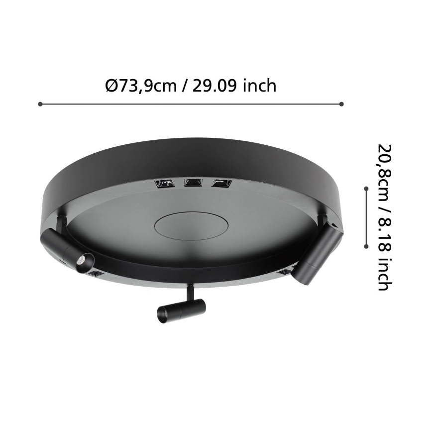 Eglo - LED Dimmable ceiling light 3xLED/8W/230V + 3xLED/8,5W 3000K black + remote control