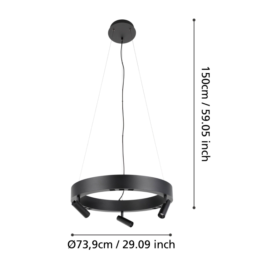 Eglo - LED Dimmable chandelier on a string 3xLED/8W/230V + 3xLED/8,5W 3000K black + remote control