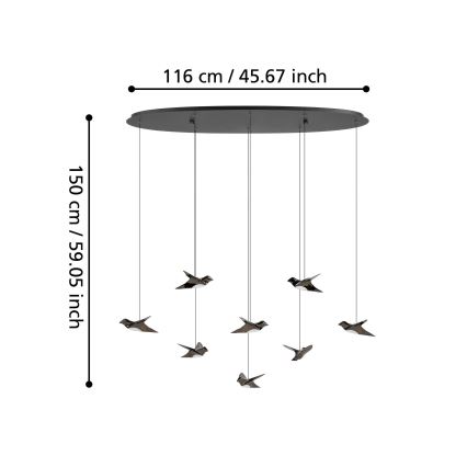 Eglo - LED Dimmable chandelier on a string 8xLED/4,2W/230V 3000K black