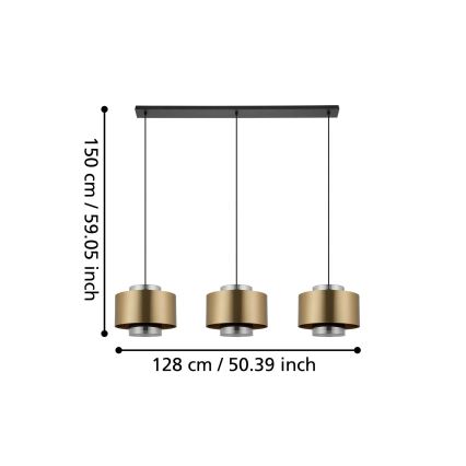 Eglo - Chandelier on a string 3xE27/40W/230V gold