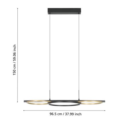 Eglo - LED Dimmable chandelier on a string 2xLED/12,5W/230V + LED/15,5W 3000K black