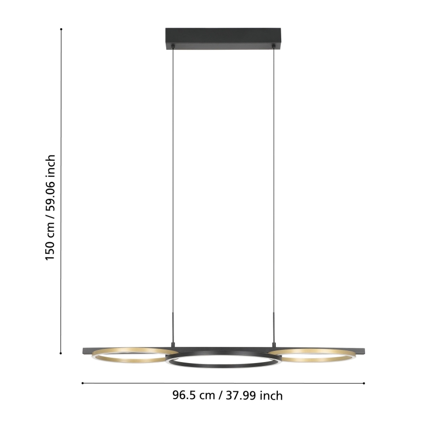 Eglo - LED Dimmable chandelier on a string 2xLED/12,5W/230V + LED/15,5W 3000K black