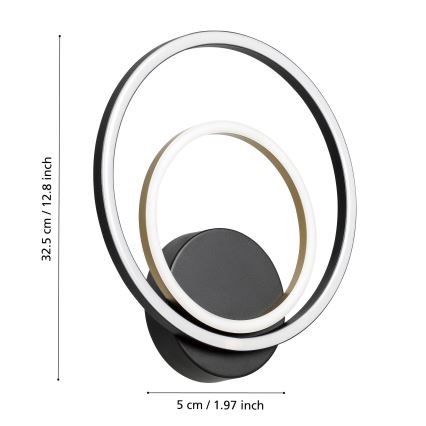 Eglo - LED Wall light LED/12W/230V 3000K + 4xLED/2,1W 3000K black