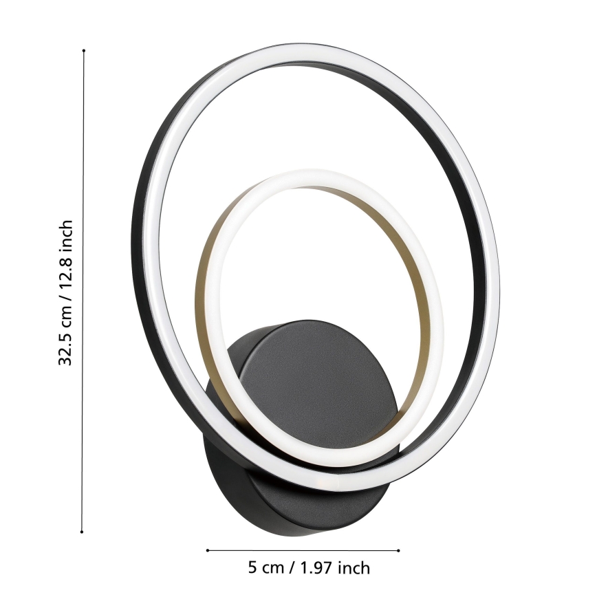 Eglo - LED Wall light LED/12W/230V 3000K + 4xLED/2,1W 3000K black
