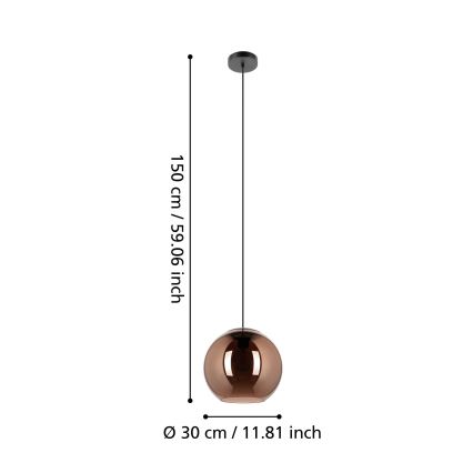 Eglo - Chandelier on a string 1xE27/40W/230V copper