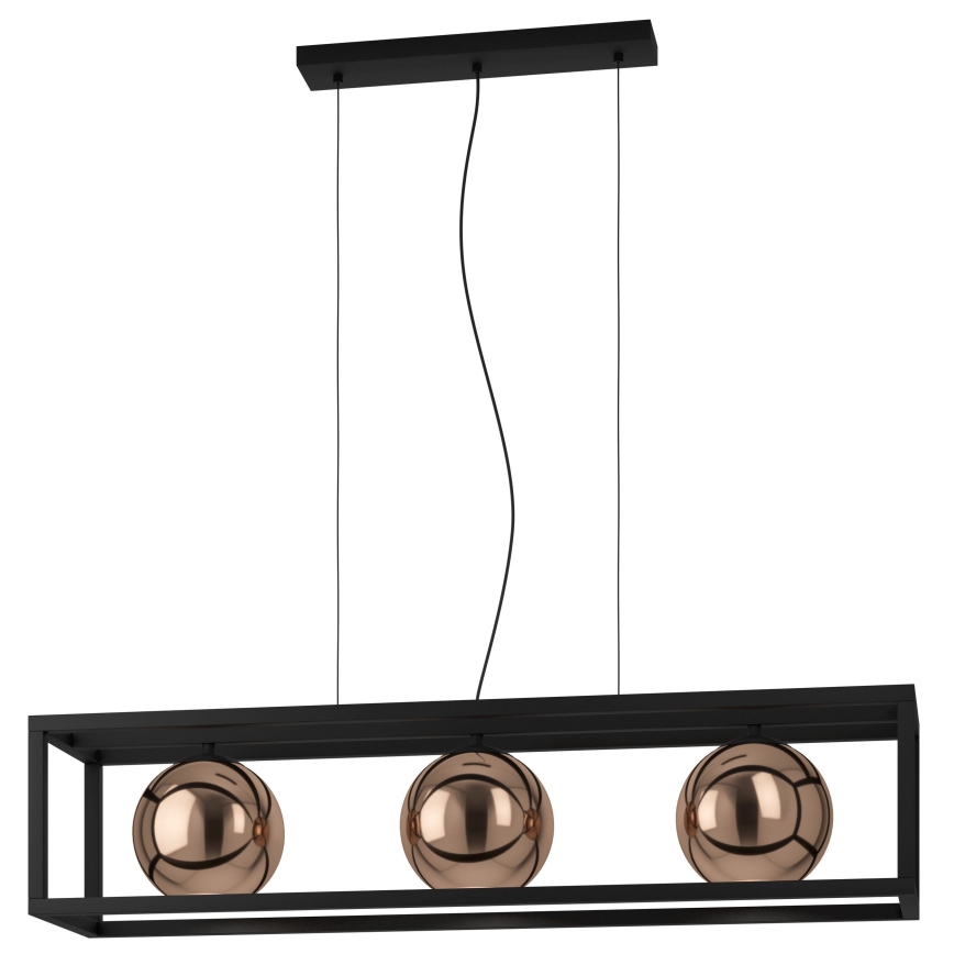 Eglo - Chandelier on a string 3xE27/40W/230V copper/black