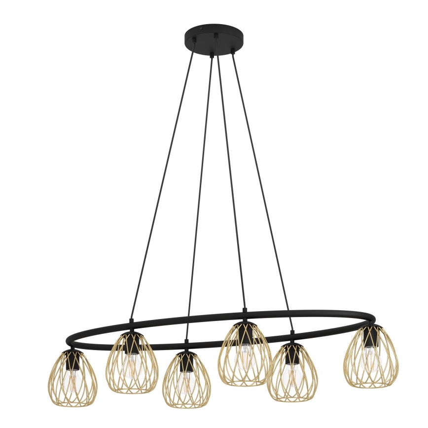 Eglo - Chandelier on a string 6xE27/40W/230V black/gold