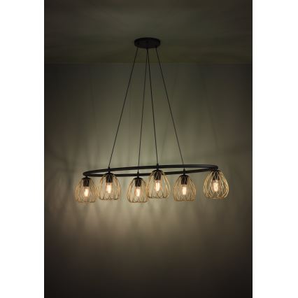 Eglo - Chandelier on a string 6xE27/40W/230V black/gold