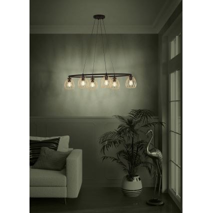 Eglo - Chandelier on a string 6xE27/40W/230V black/gold