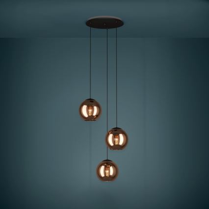 Eglo - Chandelier on a string 3xE27/40W/230V copper