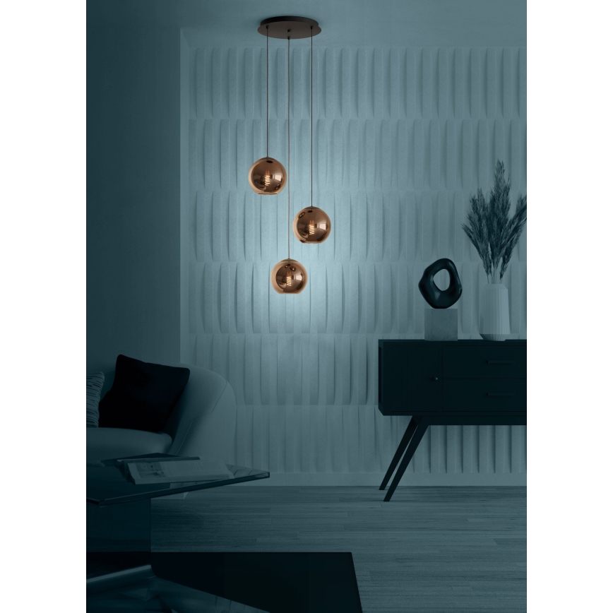 Eglo - Chandelier on a string 3xE27/40W/230V copper