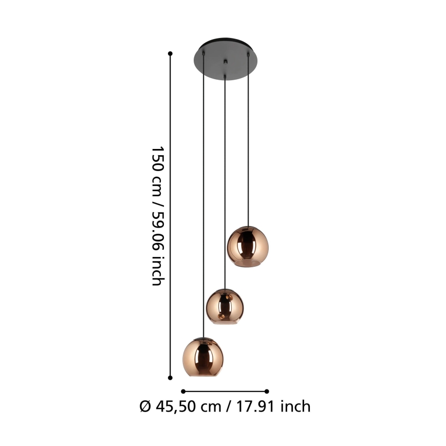 Eglo - Chandelier on a string 3xE27/40W/230V copper