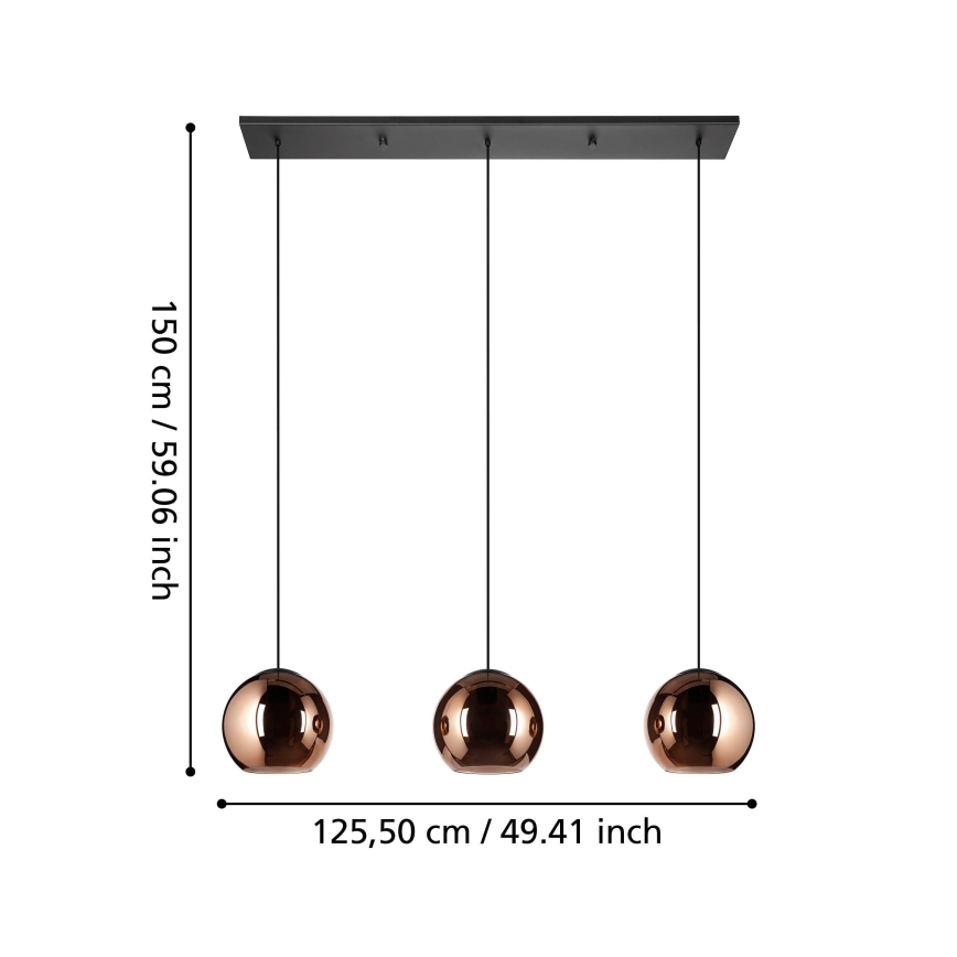 Eglo - Chandelier on a string 3xE27/40W/230V copper